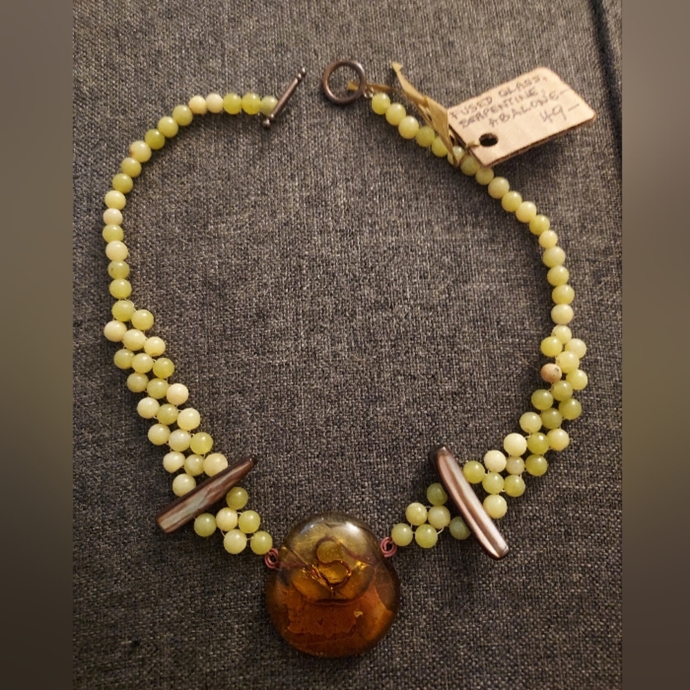 ✨️Donated✨️ Fused Glass Serpentine Artisan Pendant